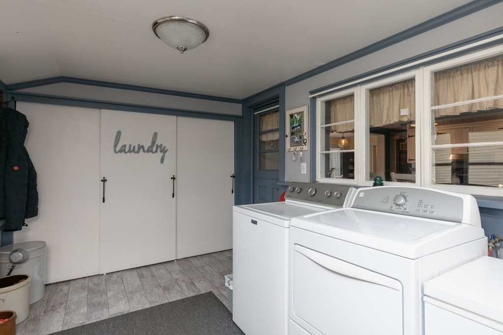 Laundry Room with Built-in Storage Closets
